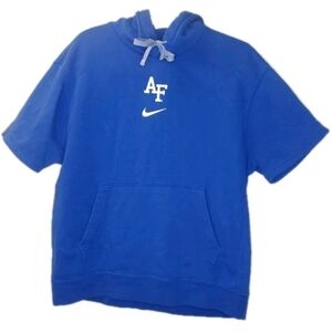 Nike AF Air Force Battey Short Sleeve Hoodie Sz Large Royal Blue Athleisure Vtg